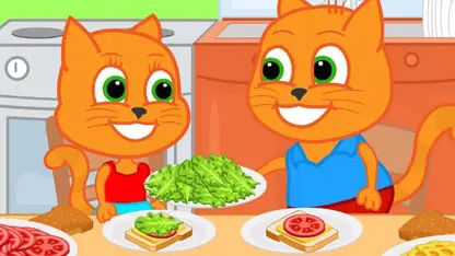 کارتون خانواده گربه با داستان - ساندویچ خانگی