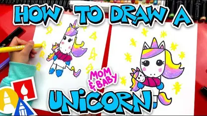 آموزش نقاشی به کودکان - یک اسب شاخدار مادر با رنگ آمیزی