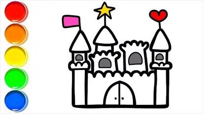 اموزش نقاشی و رنگ امیزی به کودکان با موضوع " قلعه پرنسس "