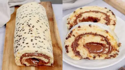 طرز تهیه رول کیک سوئیسی با چیپس شکلاتی در 15 دقیقه