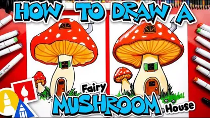 آموزش نقاشی به کودکان - خانه قارچ پری با رنگ آمیزی