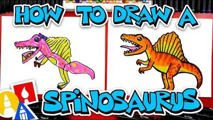 آموزش نقاشی به کودکان - دایناسور اسپینوسوروس با رنگ آمیزی