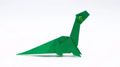 آموزش اوریگامی ساخت - دایناسور سبز برای سرگرمی