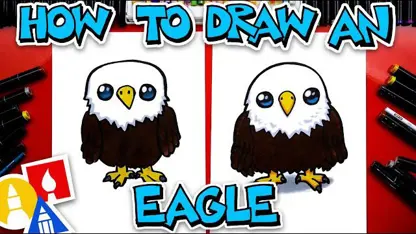 آموزش نقاشی به کودکان - عقاب طاس کارتونی با رنگ آمیزی