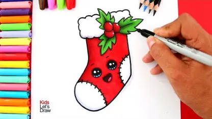 اموزش نقاشی کودکانه "چکمه قرمز کریسمس"