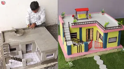 کلیپ ساخت مدل مینیاتوری خانه رویایی با سیمان