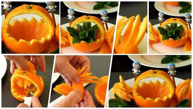 اموزش میوه ارایی برای درست کردن سبد با پرتقال در چند دقیقه