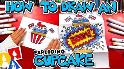 آموزش نقاشی به کودکان - کیک کوچک انفجار با رنگ آمیزی