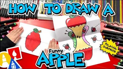 آموزش نقاشی به کودکان - سورپرایز تاشو سیب با رنگ آمیزی