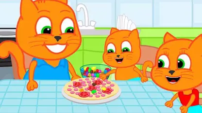 کارتون خانواده گربه با داستان - پیتزای شیرین