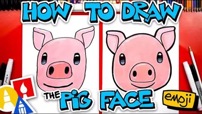 آموزش نقاشی به کودکان - ایموجی خوک با رنگ آمیزی