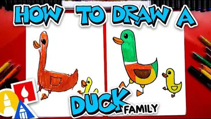 آموزش نقاشی به کودکان - یک خانواده اردک با رنگ آمیزی