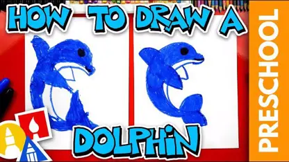 آموزش نقاشی به کودکان - یک دلفین با رنگ آمیزی