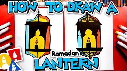آموزش نقاشی به کودکان - فانوس ماه رمضان با رنگ آمیزی
