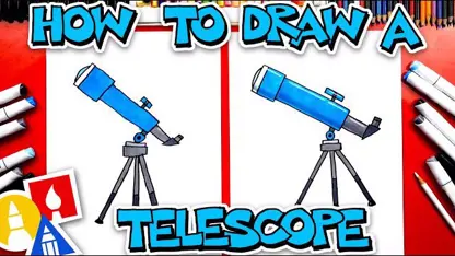 آموزش نقاشی به کودکان - تلسکوپ با پایه با رنگ آمیزی