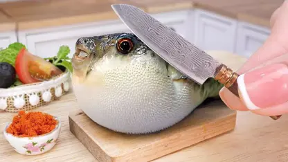آشپزی مینیاتوری - طرز تهیه ماهی پفکی در یک نگاه