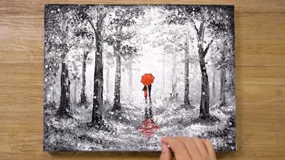 آموزش نقاشی با تکنیک های آسان "چتر قرمز"