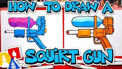 آموزش نقاشی به کودکان - اسلحه اسکایرت با رنگ امیزی