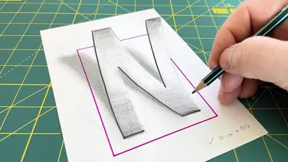 آموزش نقاشی سه بعدی برای مبتدیان - نحوه ترسیم حرف n