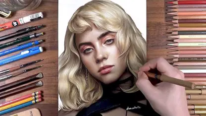 آموزش نقاشی با مداد رنگی برای مبتدیان - چهره بیلی آیلیش