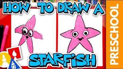 آموزش نقاشی به کودکان - رسم یک ستاره دریایی با رنگ آمیزی