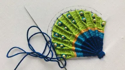آموزش گلدوزی - پر طاووس برای لباس در یک نگاه