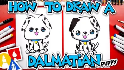 آموزش نقاشی به کودکان - توله سگ دالماسی با رنگ آمیزی