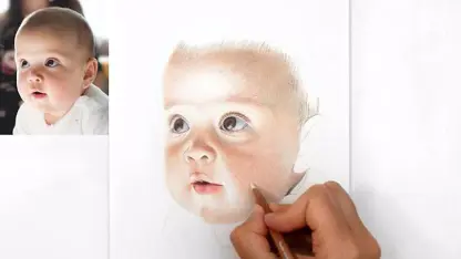 آموزش طراحی چهره برای مبتدیان - طراحی پرتره کودک با مداد رنگی