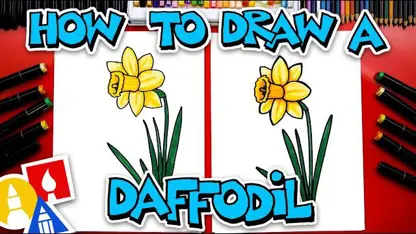 آموزش نقاشی به کودکان - ترسیم یک گل نرگس با رنگ آمیزی