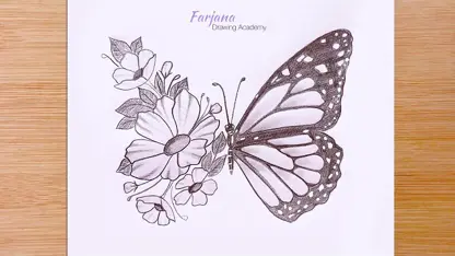 آموزش نقاشی با موضوع - ترکیبی از پروانه و گل در یک نگاه