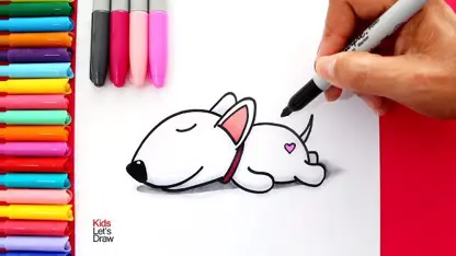 آموزش نقاشی به کودکان - توله سگ ناز بارنگ آمیزی