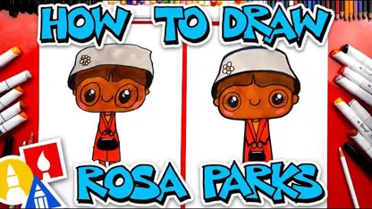 آموزش نقاشی به کودکان - شخصیت رزا پارکس با رنگ آمیزی