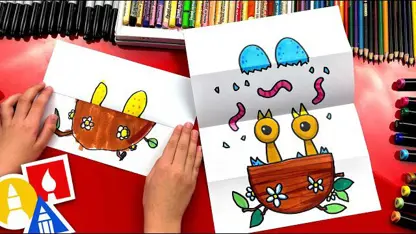 آموزش نقاشی به کودکان - سورپرایز تاشو لانه پرنده با رنگ آمیزی