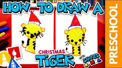 آموزش نقاشی به کودکان - ببر کریسمس با رنگ آمیزی