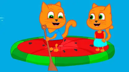 کارتون خانواده گربه با داستان - شنا در یک هندوانه