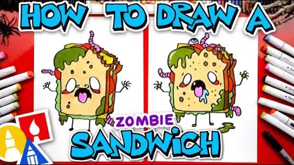 آموزش نقاشی به کودکان - ساندویچ زامبی خنده دار با رنگ آمیزی