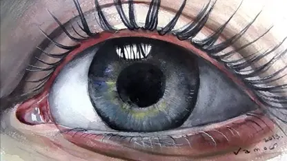 آموزش گام به گام نقاشی با آبرنگ - کشیدن چشم