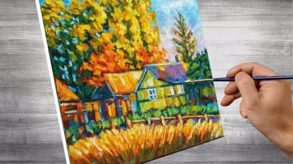آموزش نقاشی با رنگ روغن برای مبتدیان - صبح روستا