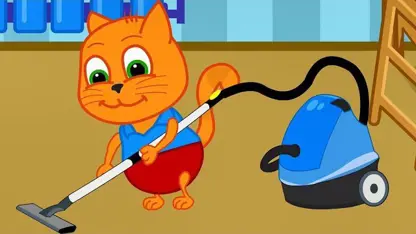 کارتون خانواده گربه با داستان - تمیز کردن خانه