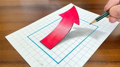 آموزش نقاشی سه بعدی برای مبتدیان - پیکان قرمز روی کاغذ نمودار