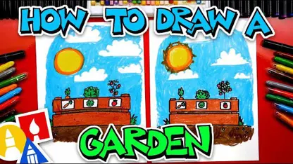 آموزش نقاشی به کودکان - یک باغ سبز با رنگ آمیزی