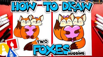 آموزش نقاشی به کودکان - 2 روباه عاشق با رنگ آمیزی