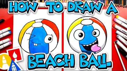 آموزش نقاشی به کودکان - توپ ساحلی خنده دار با رنگ آمیزی