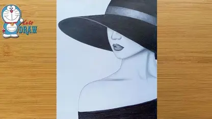 اموزش طراحی با مداد برای مبتدیان " زن با کلاه  "