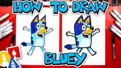 نقاشی کودکان "سگ آبی بامزه" در چند دقیقه