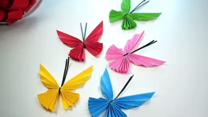 آموزش اوریگامی پروانه آسان و رنگی در چند دقیقه