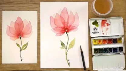 آموزش گام به گام نقاشی با آبرنگ 'گلبرگهای لایه ای'