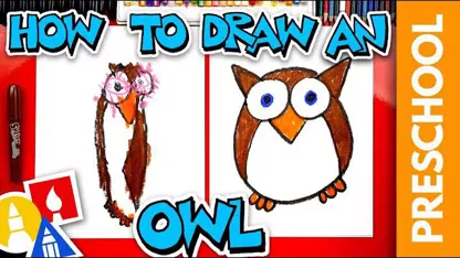 آموزش نقاشی کودکان - جغد کارتونی برای سرگرمی