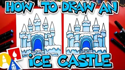 آموزش نقاشی به کودکان - یک قلعه یخی با رنگ آمیزی
