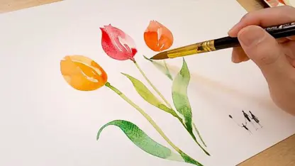 آموزش نقاشی با آبرنگ برای مبتدیان - نحوه رنگ آمیزی لاله